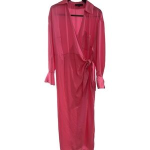 Eloquii Vibrant Pink Wrap Around Dress